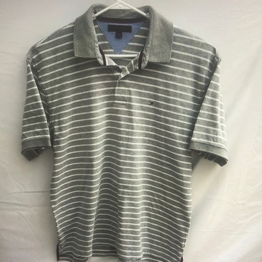 Tommy Hilfiger Gray Striped Polo Shirt for Men